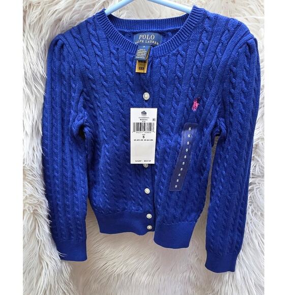 Polo Ralph Lauren Big Girls Mini Cable Cardigan Size 5 - Picture 2 of 6